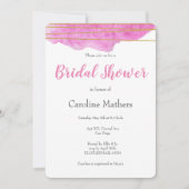 Invitation de douche nuptiale rose Aquarelle (Devant)