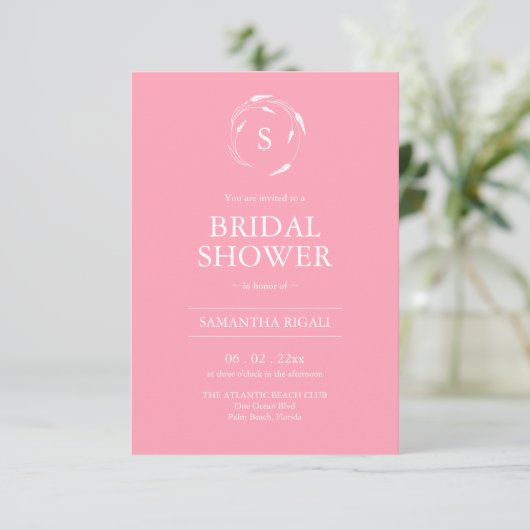 Invitation de douche nuptiale rose avec code QR (Debout devant)