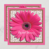 Invitation de douche nuptiale rose Brown Gerbera D (Devant / Derrière)