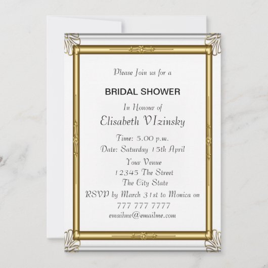 Invitation de douche nuptiale rose Damask (Devant)