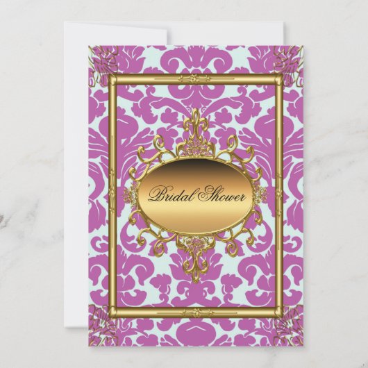 Invitation de douche nuptiale rose Damask (Dos)