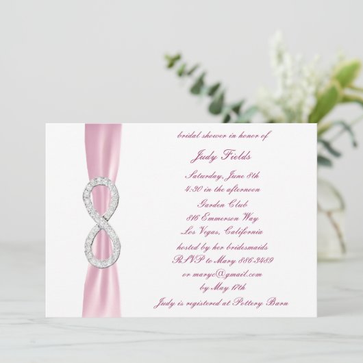 Invitation de douche nuptiale rose Diamond Infinit (Debout devant)