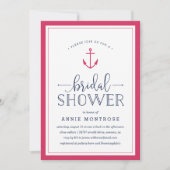 Invitation de douche nuptiale rose et marine (Devant)