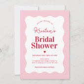 Invitation de douche nuptiale rose et rouge Wavy (Devant)