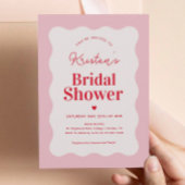 Invitation de douche nuptiale rose et rouge Wavy