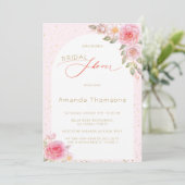 Invitation de douche nuptiale rose florale (Debout devant)
