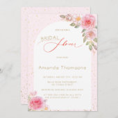 Invitation de douche nuptiale rose florale (Devant / Derrière)