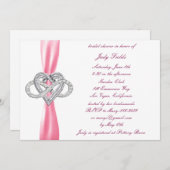 Invitation de douche nuptiale rose Infinity Heart (Devant / Derrière)