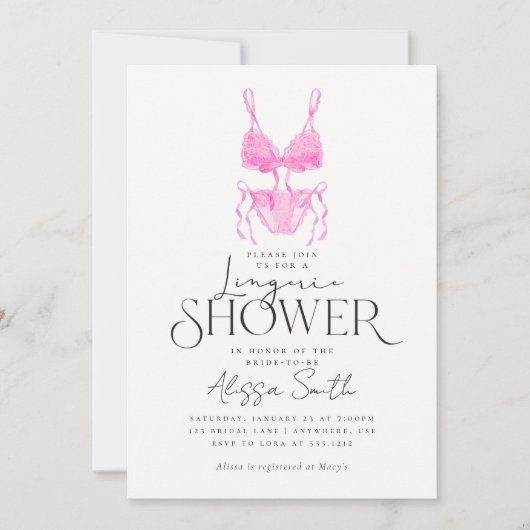 Invitation de douche nuptiale rose moderne (Devant)
