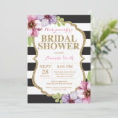 Invitation de douche nuptiale rose Noir Floral (Debout devant)