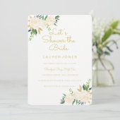 Invitation de douche nuptiale rose or floral (Debout devant)