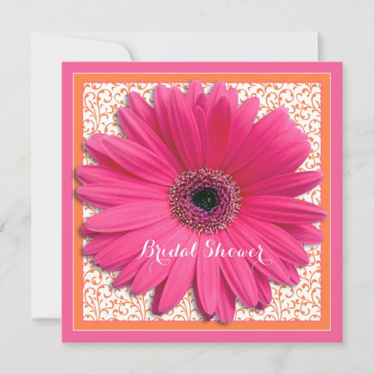 Invitation de douche nuptiale rose orange Gerbera (Devant)