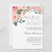 Invitation de douche nuptiale Rose romantique (Devant)