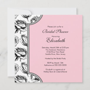 Invitation de douche nuptiale Rose rose Vintage