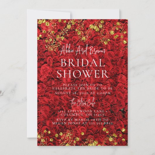 Invitation de douche nuptiale Rose rouge (Devant)