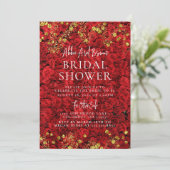 Invitation de douche nuptiale Rose rouge (Debout devant)