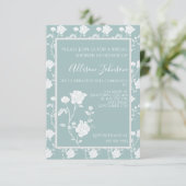 Invitation de douche nuptiale Rose turquoise (Debout devant)