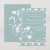 Invitation de douche nuptiale Rose turquoise (Devant / Derrière)