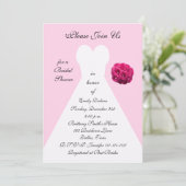 Invitation de douche nuptiale rose unique, Gown nu (Debout devant)