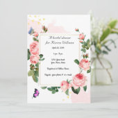 Invitation de douche nuptiale Rose vintage (Debout devant)