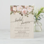 Invitation de douche nuptiale Rose vintage (Debout devant)