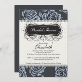 Invitation de douche nuptiale Rose vintage bleu (Devant / Derrière)