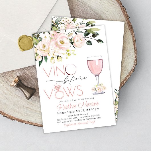 Invitation de douche nuptiale RoseGold Vino avant 