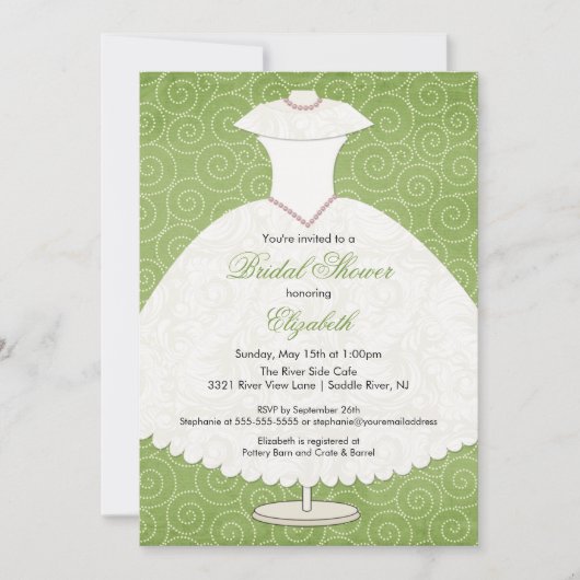 Invitation de douche nuptiale Sage Green (Devant)