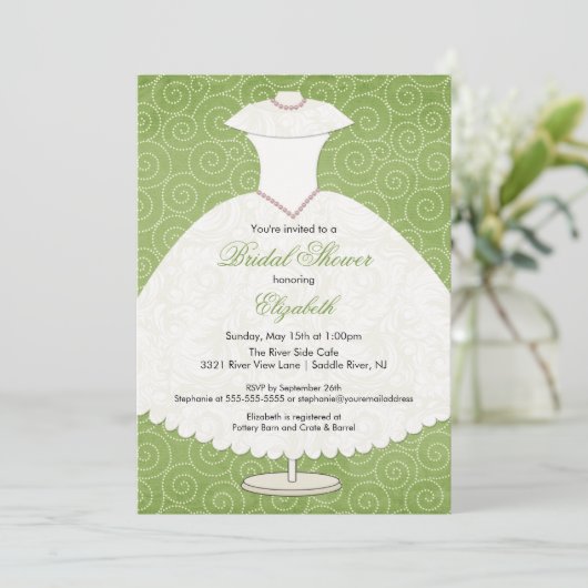 Invitation de douche nuptiale Sage Green (Debout devant)