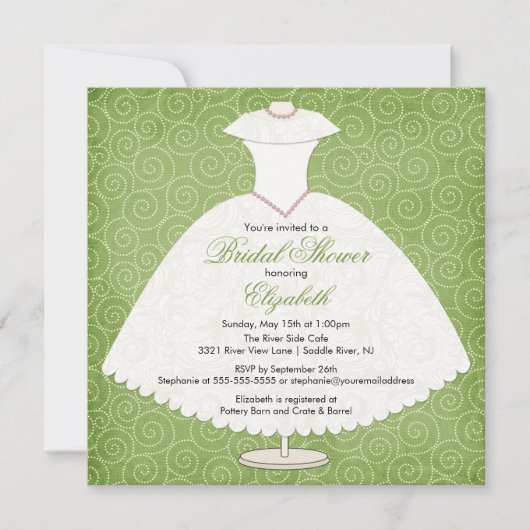 Invitation de douche nuptiale Sage Green (Devant)