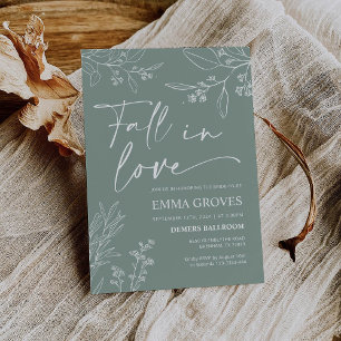 Invitation de douche nuptiale, Sage Green Chute en