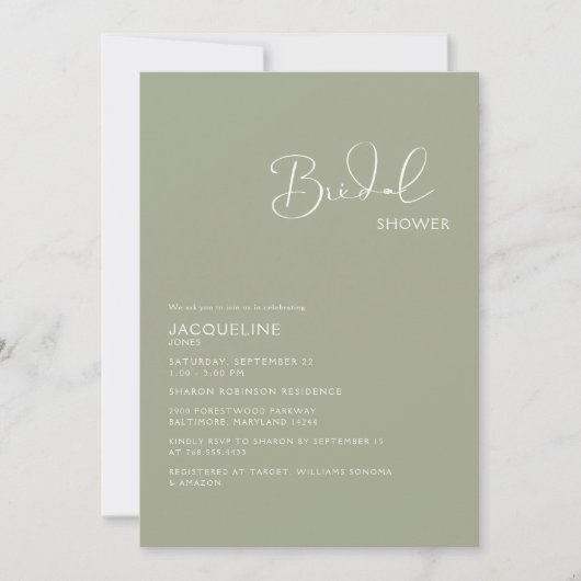 Invitation de douche nuptiale simple (Devant)