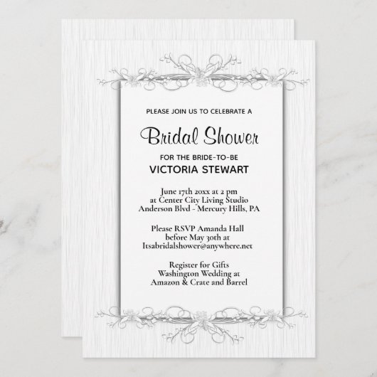 Invitation de douche nuptiale simplicité (Devant / Derrière)