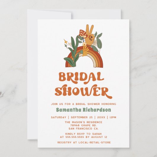 Invitation de douche nuptiale Super Retro Rainbow (Devant)