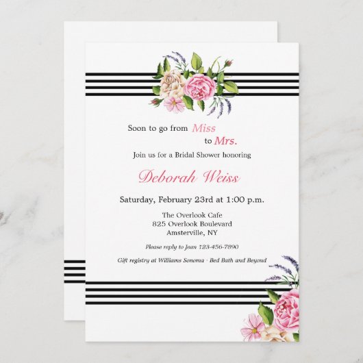 Invitation de douche nuptiale sur mesure (Devant / Derrière)