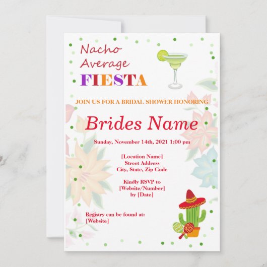 Invitation de douche nuptiale Taco (Devant)