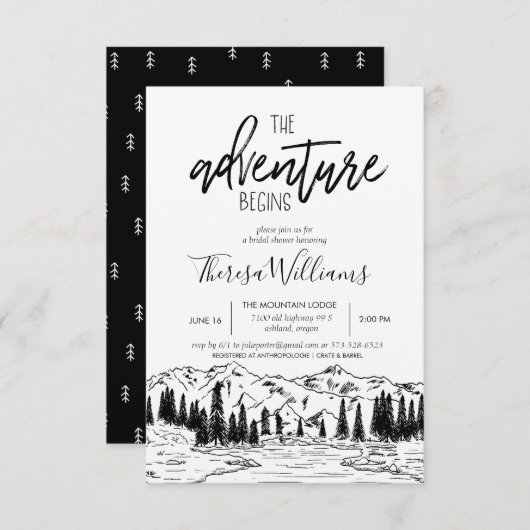 Invitation de douche nuptiale - Thème de montagne (Devant / Derrière)