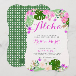 Invitation de douche nuptiale tropicale rose et vi