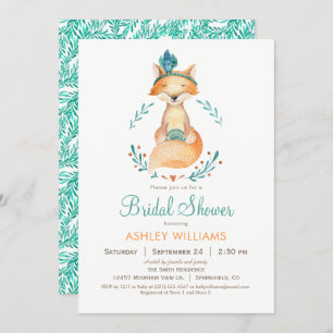 Invitation de douche nuptiale turquoise et orange 