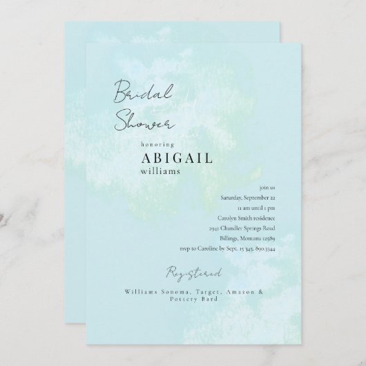 Invitation de douche nuptiale Turquoise moderne (Devant / Derrière)