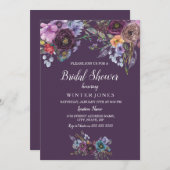 Invitation de douche nuptiale Turquoise violette (Devant / Derrière)