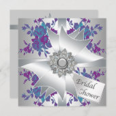 Invitation de douche nuptiale turquoise violette R (Devant / Derrière)