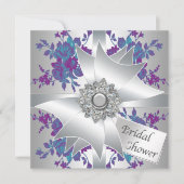 Invitation de douche nuptiale turquoise violette R (Devant)