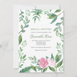 Invitation de douche nuptiale Verdure et roses ros