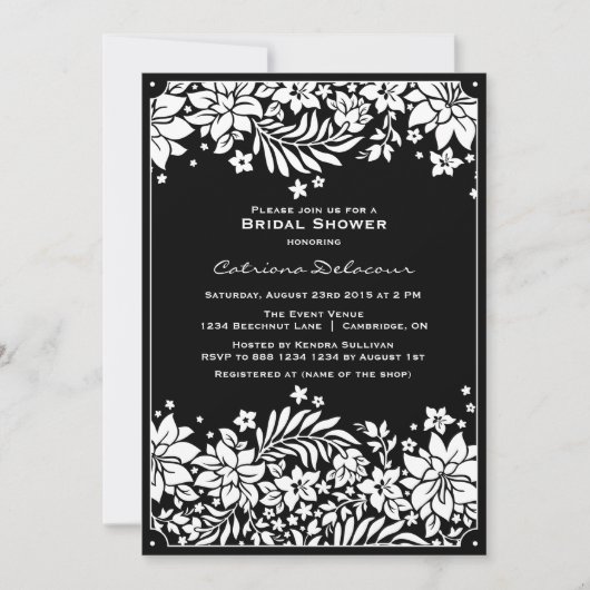 Invitation de douche nuptiale Vintage noire (Devant)