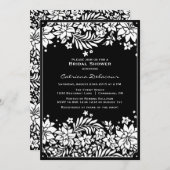 Invitation de douche nuptiale Vintage noire (Devant / Derrière)