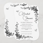 Invitation de douche nuptiale Vintage noire (Devant / Derrière)