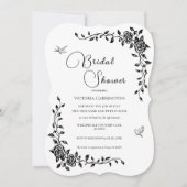 Invitation de douche nuptiale Vintage noire (Devant)