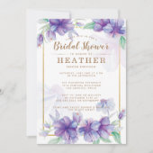 Invitation de douche nuptiale violet et or (Devant)