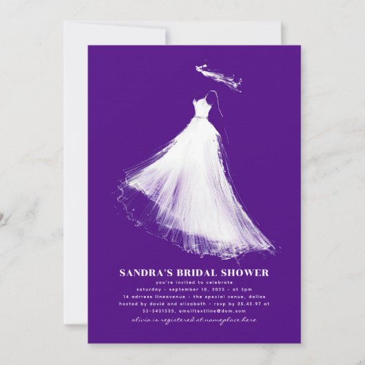 Invitation de douche nuptiale violet moderne roman (Devant)
